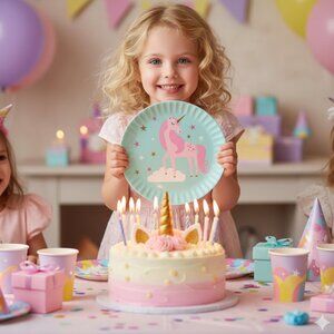 8 UNICORN plates (Novogratz brand) birthday tea or party - 8" (set)